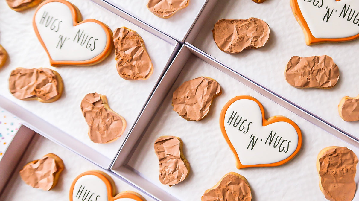 Bespoke branded sugar cookie gift boxes made by Reet Petite Bakery Co